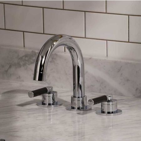 Senska 3-Hole Bath Filler - Deck Mounted - Black Lever - Chrome