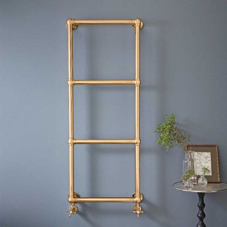 Vogue Ballerina Towel Rail - Brass Construction - Heating Only - Wall Mounted - Polished Brass (unlacquered)