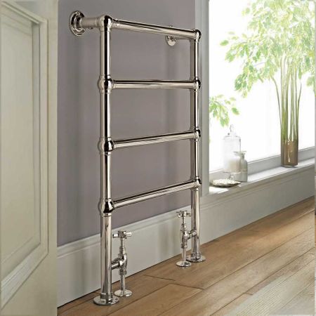 Vogue Ballerina Mild Steel Base - Heating Only - Floor Mounted - Polished/Bright Nickel