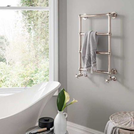 Vogue Ballerina Mild Steel Base - Heating Only - Wall Mounted - Polished/Bright Nickel