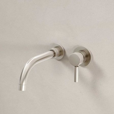 Senska - 2-Hole Basin Mixer - Wall Mounted - Metal Lever - Brushed Nickel