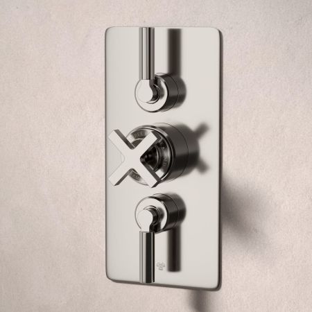 Bayor Dual Oulet Concealed Shower with Slider Rail & 500mm Wall Arm with 8" Rose - Metal Lever - Brushed Nickel