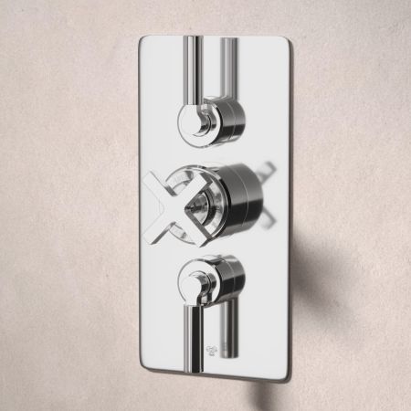 Bayor Dual Oulet Concealed Shower with Slider Rail & 500mm Wall Arm with 8" Rose - Metal Lever - Chrome