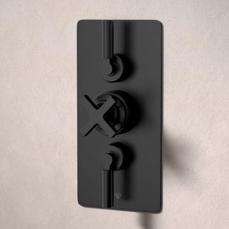 Bayor Dual Oulet Concealed Shower with Slider Rail & 500mm Wall Arm with 8" Rose - Metal Lever - Matt Black