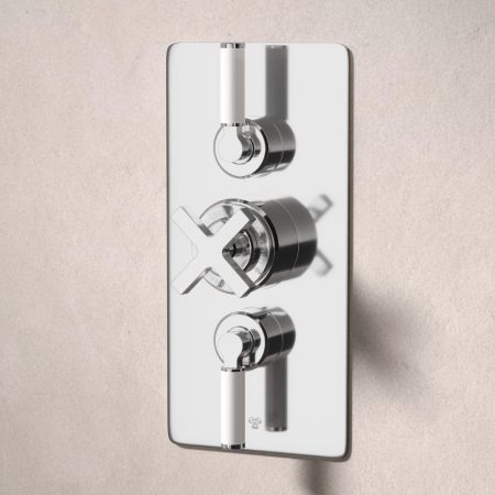 Bayor Dual Oulet Concealed Shower with Slider Rail & 500mm Wall Arm with 8" Rose - White Lever - Chrome