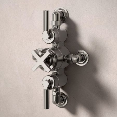 Bayor Dual Oulet Semi Exposed Shower with Slider Rail & 300mm Wall Arm with 8" Rose - Metal Lever - Brushed Nickel