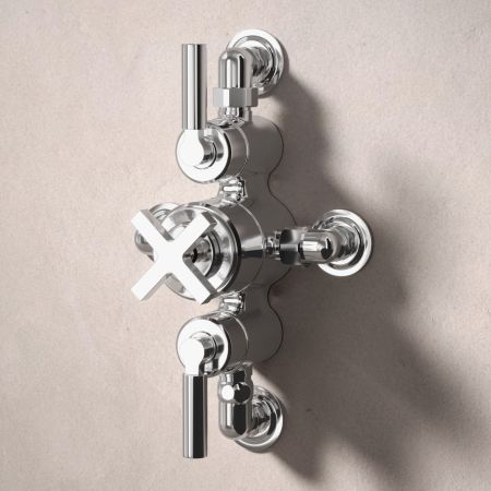Bayor Dual Oulet Semi Exposed Shower with Slider Rail & 300mm Wall Arm with 8" Rose - Metal Lever - Chrome