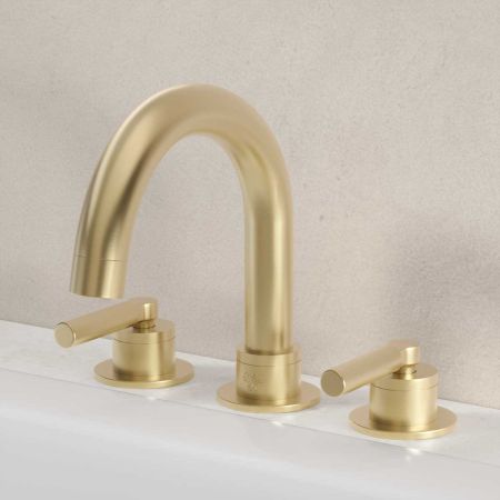 Senska 3-Hole Bath Filler - Deck Mounted - Metal Lever - Brushed Brass