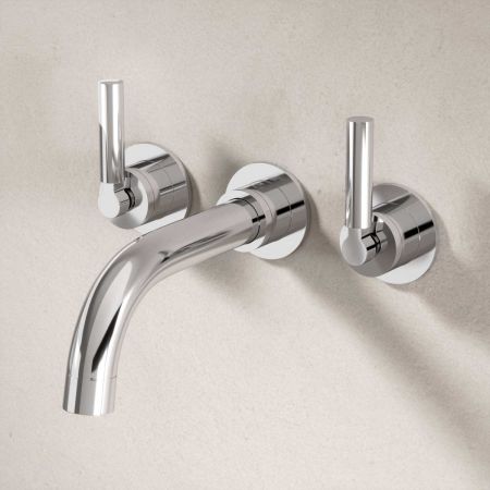 Bayor Wall Mounted 3 Hole Bath Filler - 220mm Spout - Metal Lever - Chrome