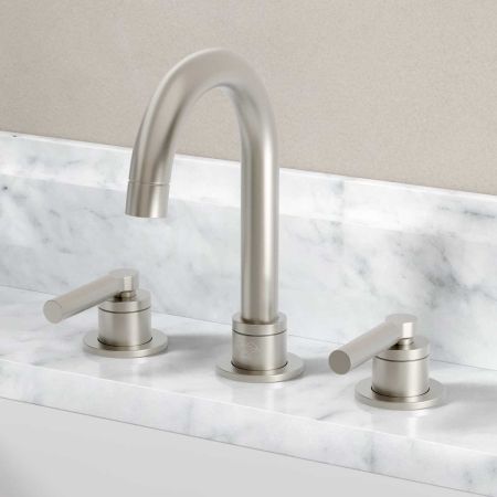Senska - 3-Hole Basin Mixer - Deck Mounted - Metal Lever - Brushed Nickel