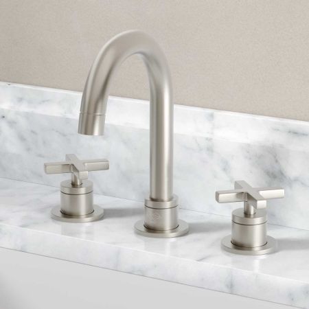 Bayor - 3-Hole Basin Mixer - Deck Mounted - Crosshead - Brushed Nickel