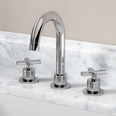 Bayor - 3-Hole Basin Mixer - Wall Mounted - Crosshead