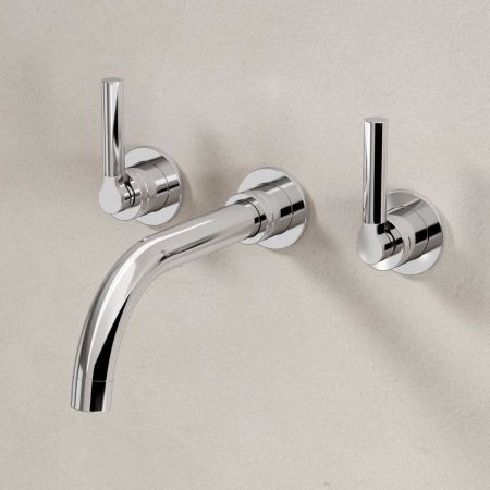 Senska - 3-Hole Basin Mixer - Wall Mounted - Metal Lever - Chrome