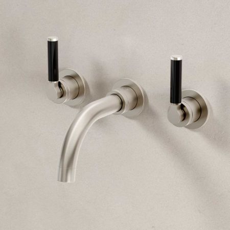 Senska - 3-Hole Basin Mixer - Deck Mounted - Black Lever