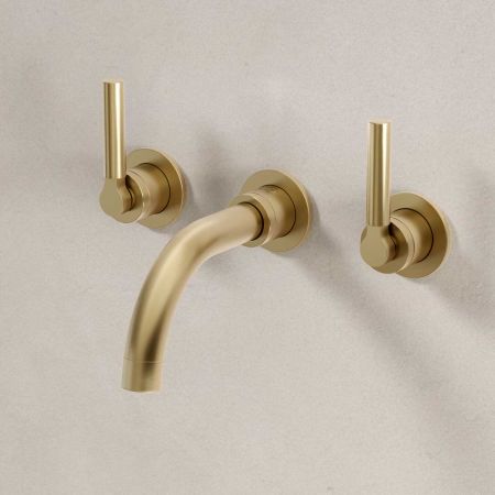 Senska - 3-Hole Basin Mixer - Deck Mounted - Metal Lever