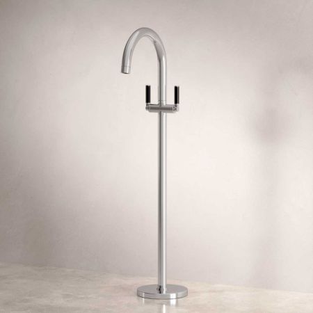 Senska - Bath Filler - Floor Mounted - Black Lever - Chrome