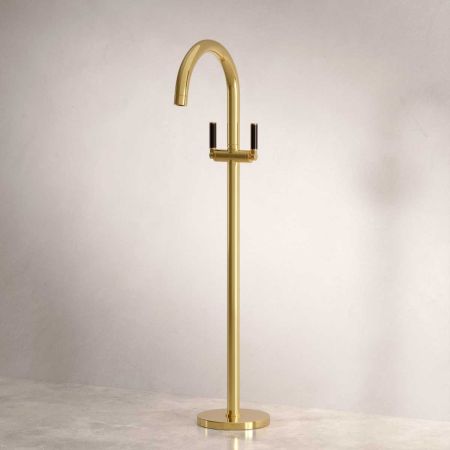 Senska - Bath Filler - Floor Mounted - Black Lever - Polished Brass