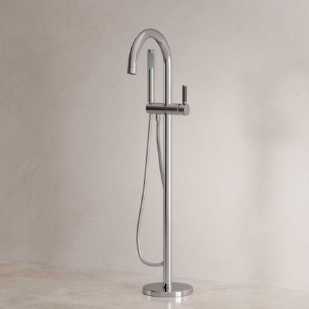 Senska - Bath Shower Mixer - Floor Mounted - Black Lever - Chrome