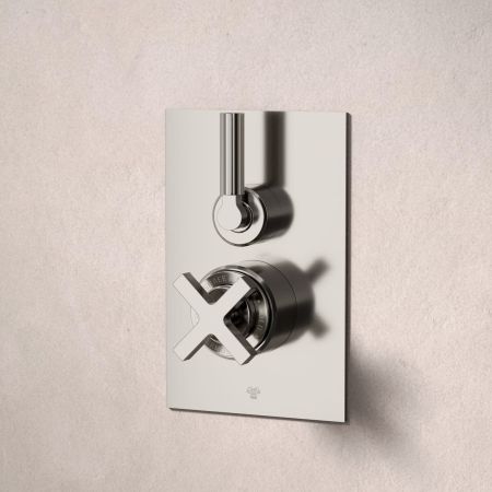 Bayor Single Outler Concealed Shower with 300mm Wall Arm & 8" Rose - Metal Lever - Brushed Nickel