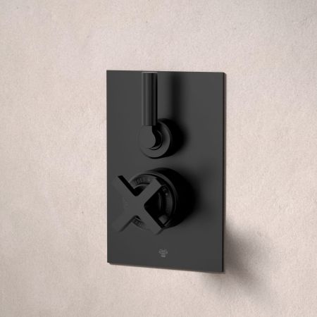 Bayor Single Outler Concealed Shower with 500mm Wall Arm & 8" Rose - Metal Lever - Matt Black