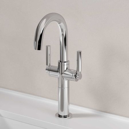 Senska Monobloc Basin Mixer - Deck Mounted - Metal Lever - 100mm Extension - Chrome Finish