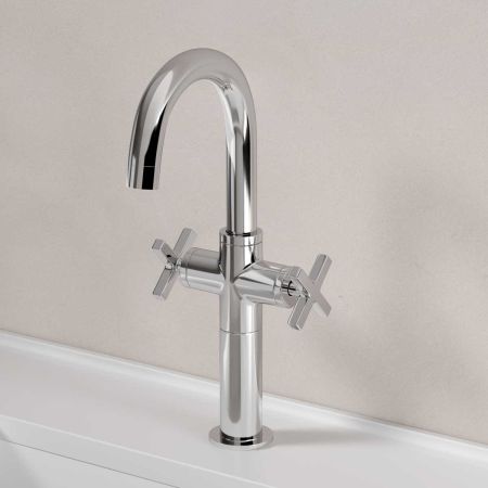 Bayor Monobloc Basin Mixer - Deck Mounted - X-Top - 100mm Extension - Chrome Finish
