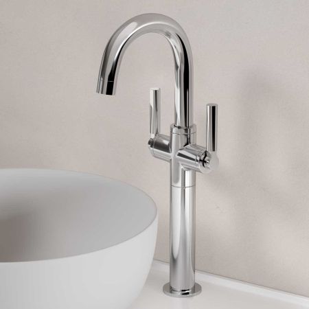 Senska Monobloc Basin Mixer - Deck Mounted - Metal Lever - 160mm Extension - Chrome Finish