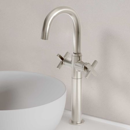 Bayor Monobloc Basin Mixer - Deck Mounted - X-Top - 160mm Extension - Brushed Nickel