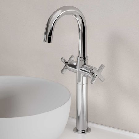 Bayor Monobloc Basin Mixer - Deck Mounted - X-Top - 160mm Extension - Chrome Finish