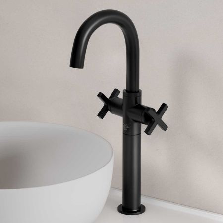 Bayor Monobloc Basin Mixer - Deck Mounted - X-Top - 160mm Extension - Matt Black