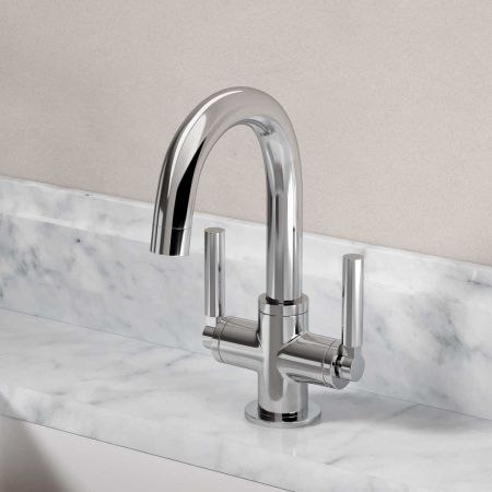 Senska Monobloc Basin Mixer - Deck Mounted - Metal Lever - Chrome