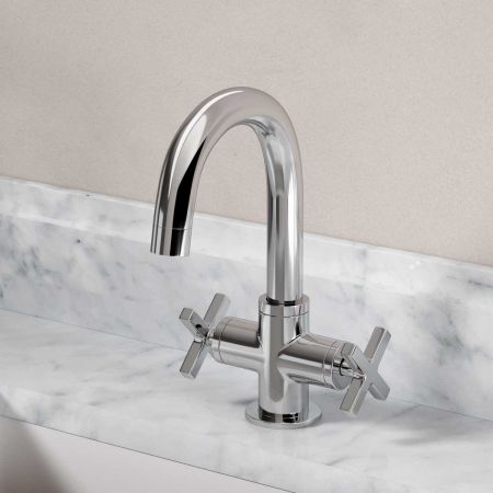 Bayor Monobloc Basin Mixer - Deck Mounted - X-Top - Chrome