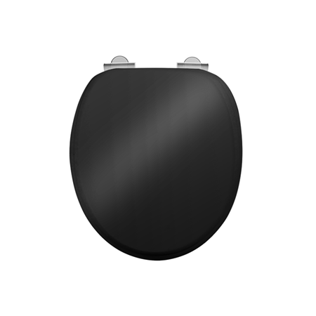 The Burlington Toilet Seat Soft Gloss Black - Chrome Hinge