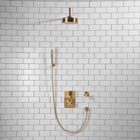 Elbe - Concealed Shower Set + Diverter - Hook Mount - Black Lever/X-Top - 8" or 6" Rose