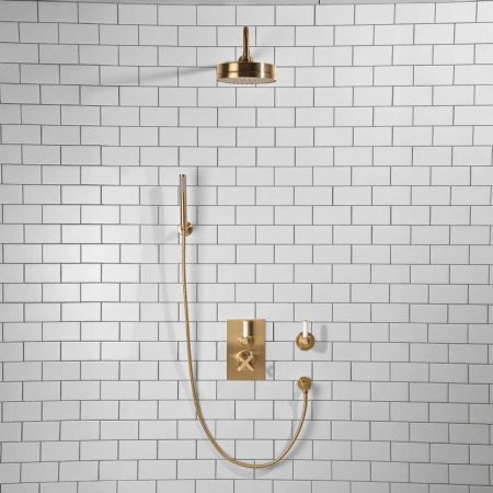 Elbe - Concealed Shower Set + Diverter - Hook Mount - White Lever/White Lever - 8" or 6" Rose