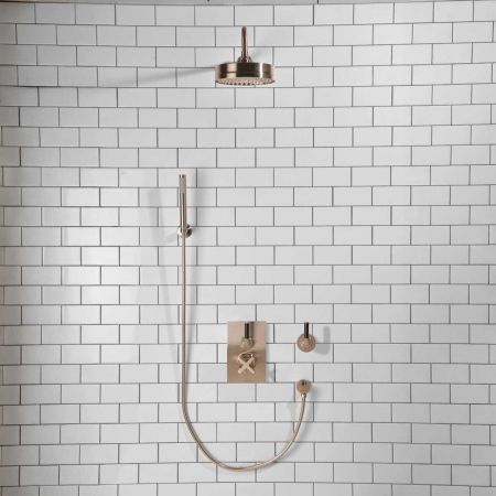 Elbe - Concealed Shower Set + Diverter - Hook Mount - Black Lever/Black Lever - 8" Rose - Brushed Nickel