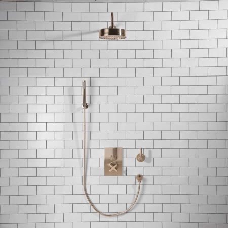 Elbe - Concealed Shower Set + Diverter - Hook Mount - Metal Lever/Metal Lever - 8" Rose - Brushed Nickel