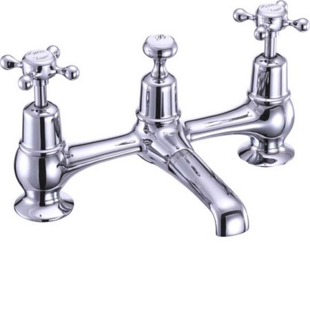 Burlington Claremont 2 Tap Hole Bridge Basin Mixer with Plug and Chain