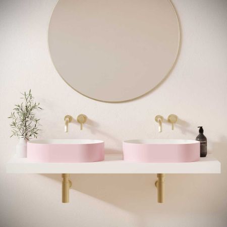Caspar Stone Countertop Basins with Vasco Double Shelf - Ice Hot Pink