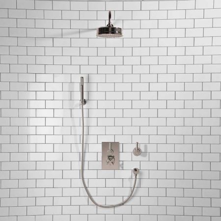 Elbe - Concealed Shower Set + Diverter - Hook Mount - Metal Lever/Metal Lever - 8" Rose - Chrome