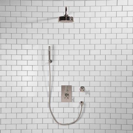 Elbe - Concealed Shower Set + Diverter - Hook Mount - Metal Lever/X-Top - 8" Rose - Chrome