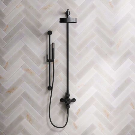 Elbe Dual Outlet Shower Kit - Exposed Valve - ML - Handshower Slider-Rail - Brushed Brass