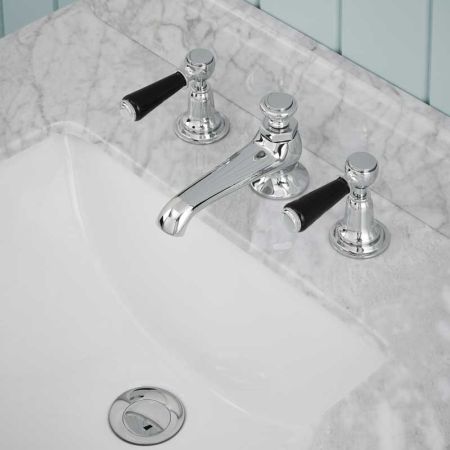 Linton Black Lever 3 Hole Basin Mixer C/W Pop Up Waste Chrome