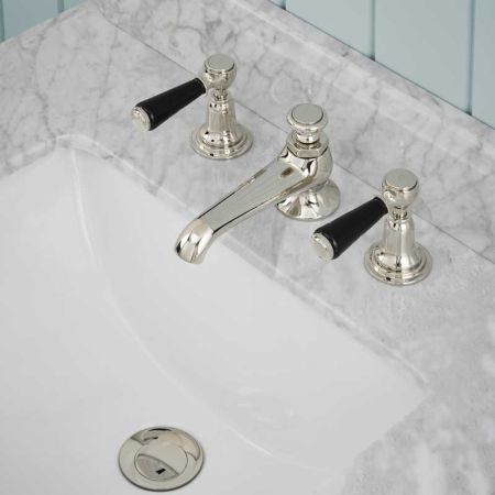 Linton - 3-Hole Basin Mixer - Black Lever