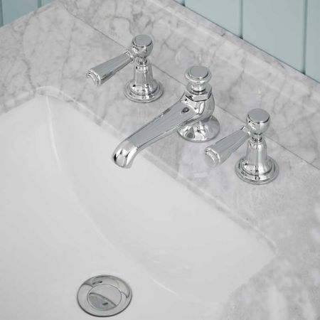 Linton 3 Hole Basin Mixer C/W Pop Up Waste - Metal Lever