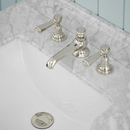 Linton Metal Lever 3 Hole Basin Mixer C/W Pop Up Waste Nickel
