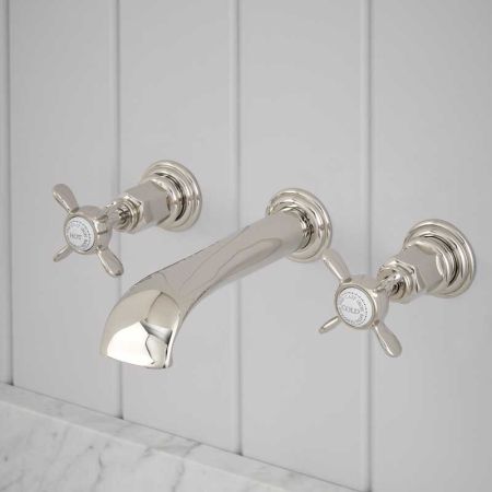 Aysgarth - 3-Hole Basin Mixer - Wall Mounted - X-Top - Nickel