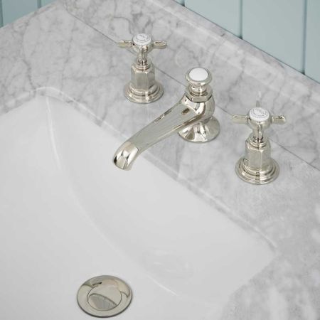 Aysgarth X Top 3 Hole Basin Mixer C/W Pop Up Waste Polished Nickel