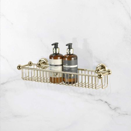 Traditional Bottle Basket - Polished Brass