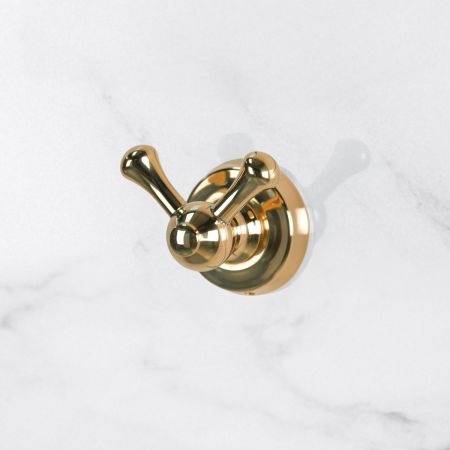 Traditional Double Robe Hook - Living Brass